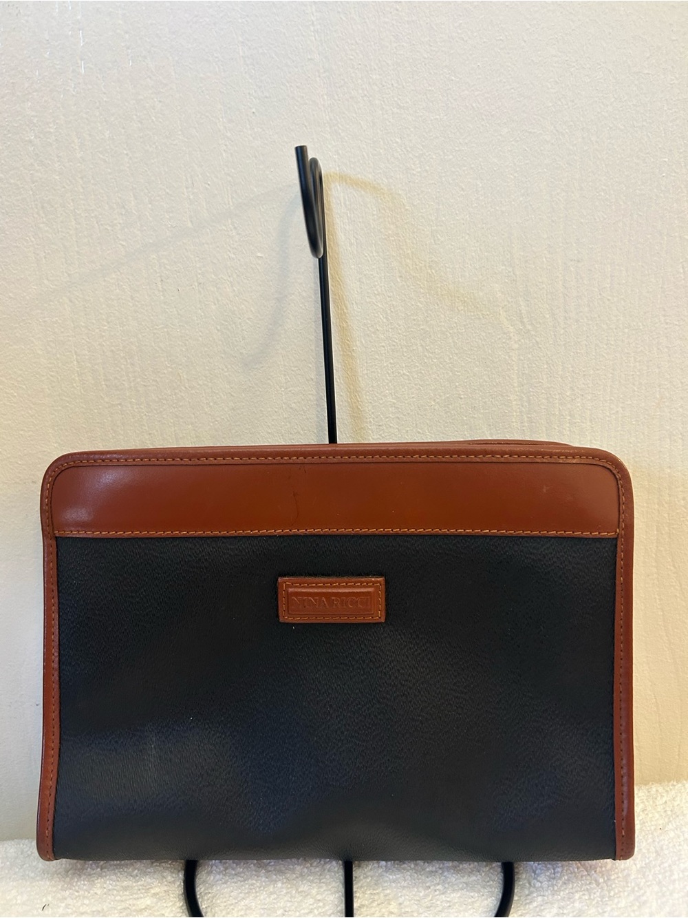 Nina Ricci Black and Brown Leather Cosmetic Case